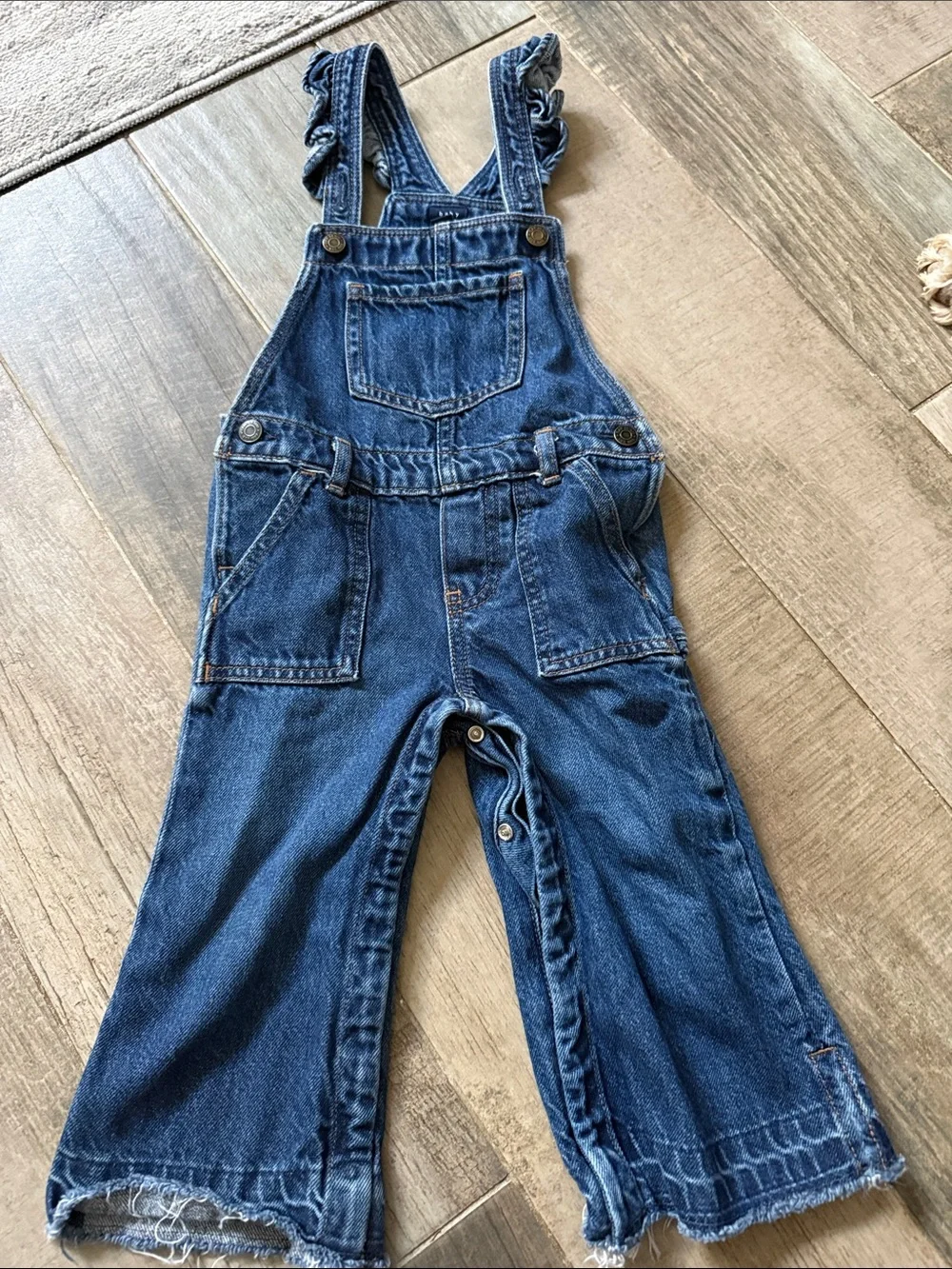 GAP Dark Blue Denim Kids Overalls with ruffle detail